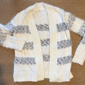 Elegant Fuzzy Striped Cardigan